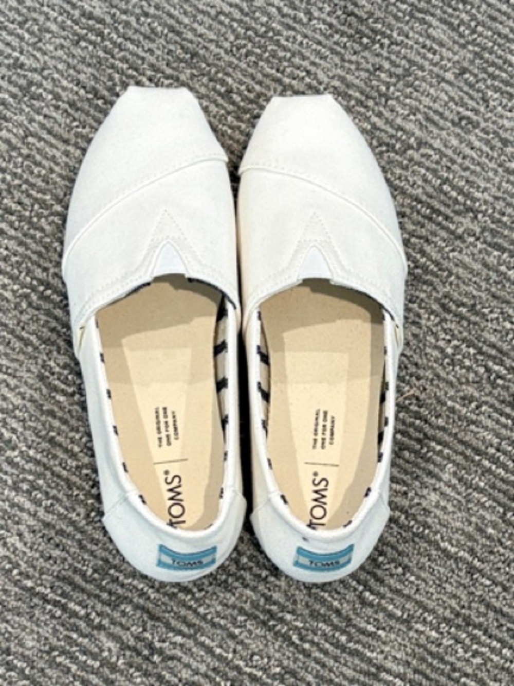 TOMS White Canvas Slip-On Moccasins